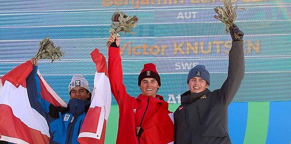 Brons till Victor Knutsen i freeski slopestyle vid ungdoms-OS i Bakuriani 2025. Foto: SOK.