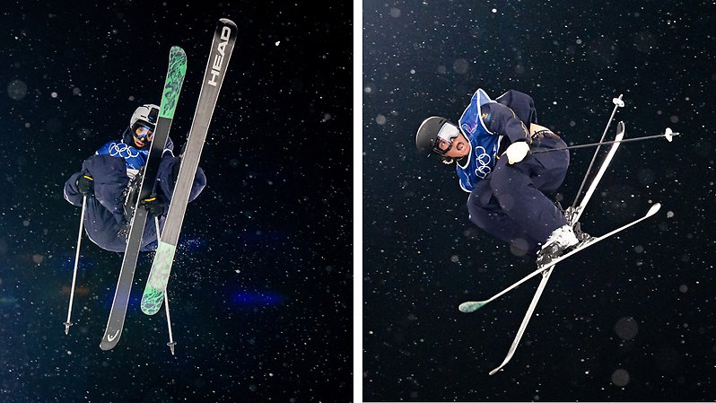 Jesper Tjäder och Martin Nordqvist laddar för big air-kval. Foto: Bildbyrån.